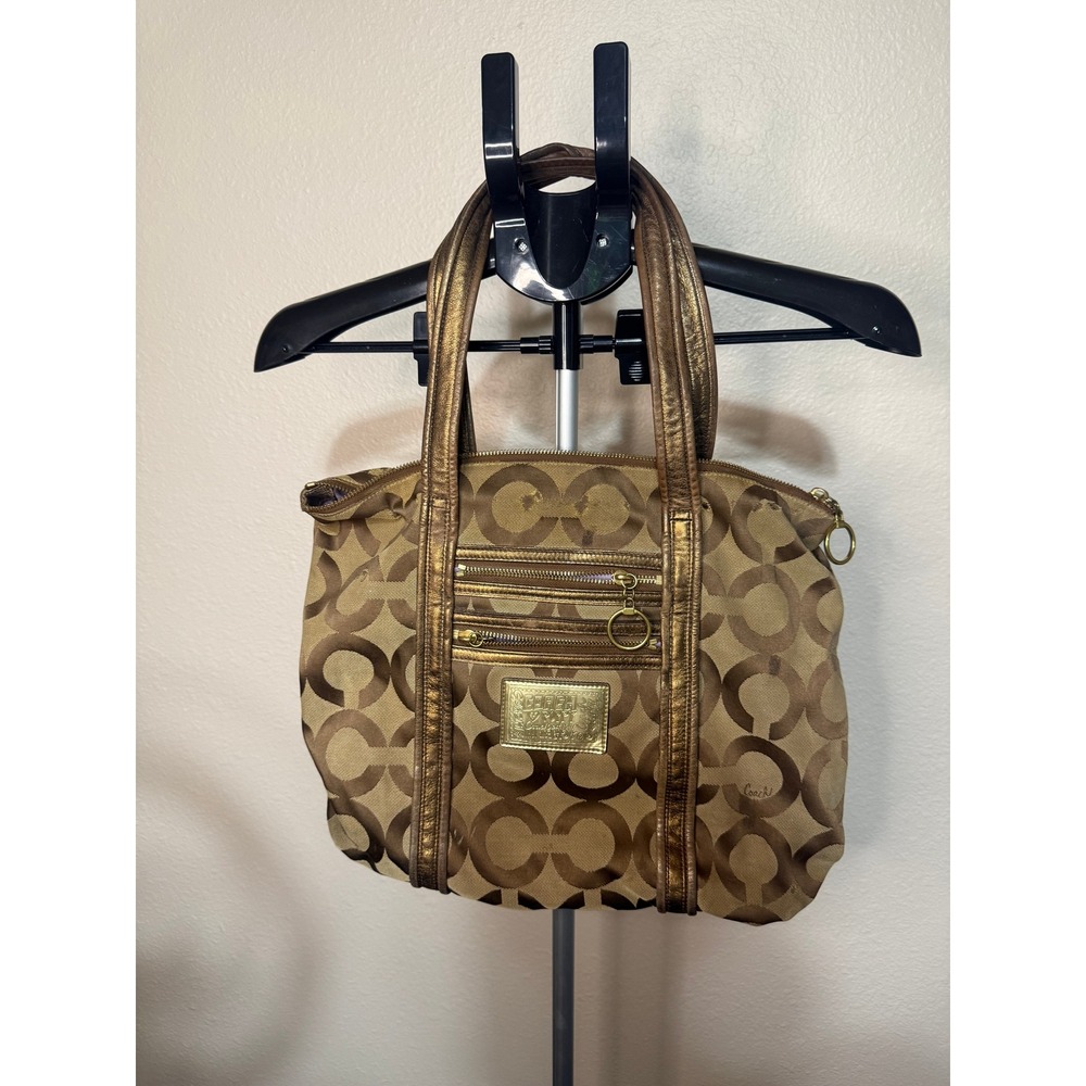 Coach Handbag Lot of 4 Signature Canvas & Leather Bags Mixed Pre-Owned Read